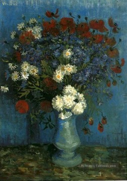  coq Tableaux - Vase nature morte aux bleuets et aux coquelicots Vincent van Gogh Fleurs impressionnistes